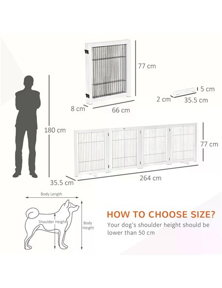 PawHut Freestanding Folding Pet Gate 4 Panels Dog Puppy Barrier with Support Feet - pic 143113 | FastDaddyshop