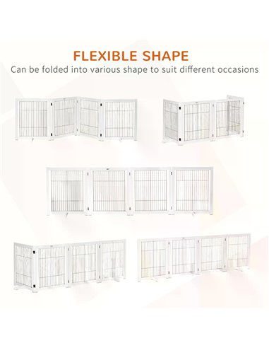 PawHut Freestanding Folding Pet Gate 4 Panels Dog Puppy Barrier with Support Feet