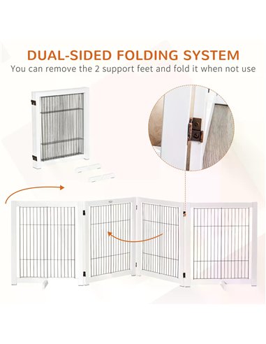 PawHut Freestanding Folding Pet Gate 4 Panels Dog Puppy Barrier with Support Feet