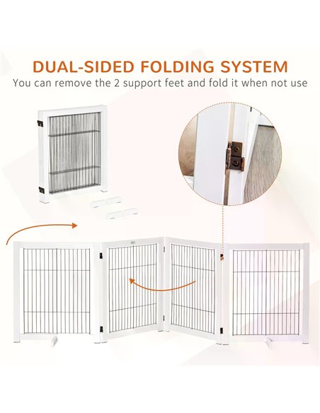 PawHut Freestanding Folding Pet Gate 4 Panels Dog Puppy Barrier with Support Feet - pic 143115 | FastDaddyshop