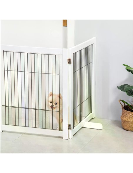 PawHut Freestanding Folding Pet Gate 4 Panels Dog Puppy Barrier with Support Feet - pic 143117 | FastDaddyshop