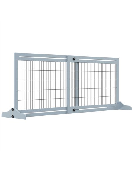 PawHut Freestanding Dog Gate, Foldable Pet Fence, Indoor Wood Barrier, Stair Gate with Support Feet, for Doorway, Hallway, Small - pic 143120 | FastDaddyshop