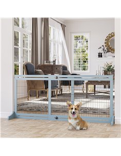 PawHut Freestanding Dog Gate, Foldable Pet Fence, Indoor Wood Barrier, Stair Gate with Support Feet, for Doorway, Hallway, Small 2
