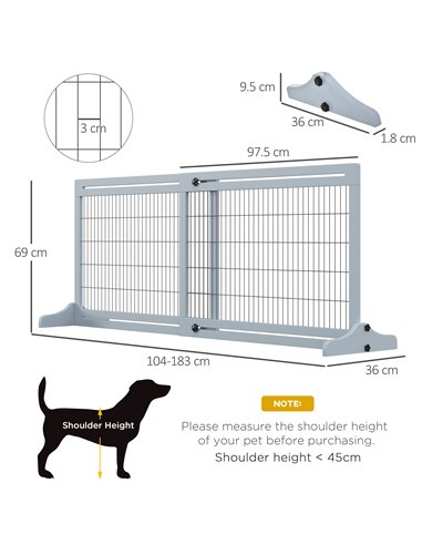 PawHut Freestanding Dog Gate, Foldable Pet Fence, Indoor Wood Barrier, Stair Gate with Support Feet, for Doorway, Hallway, Small