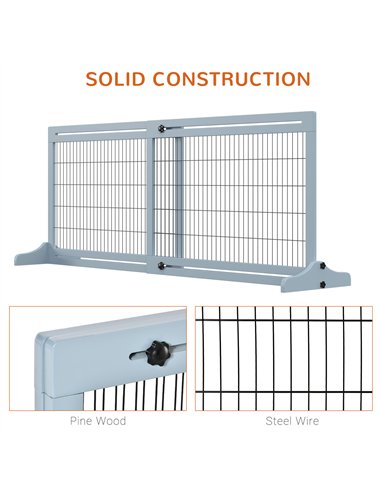 PawHut Freestanding Dog Gate, Foldable Pet Fence, Indoor Wood Barrier, Stair Gate with Support Feet, for Doorway, Hallway, Small