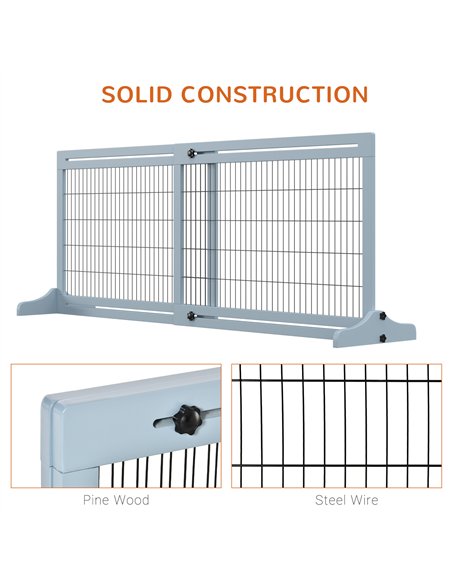 PawHut Freestanding Dog Gate, Foldable Pet Fence, Indoor Wood Barrier, Stair Gate with Support Feet, for Doorway, Hallway, Small - pic 143125 | FastDaddyshop