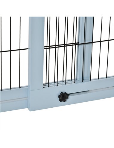 PawHut Freestanding Dog Gate, Foldable Pet Fence, Indoor Wood Barrier, Stair Gate with Support Feet, for Doorway, Hallway, Small