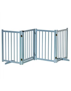 PawHut Pet Gate Wooden Foldable Dog Safety Barrier w/ 4 Panels for Small and Medium Dogs Blue