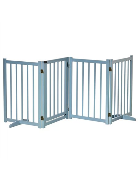 PawHut Pet Gate Wooden Foldable Dog Safety Barrier w/ 4 Panels for Small and Medium Dogs Blue - pic 143129 | FastDaddyshop
