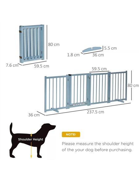 PawHut Pet Gate Wooden Foldable Dog Safety Barrier w/ 4 Panels for Small and Medium Dogs Blue - pic 143131 | FastDaddyshop