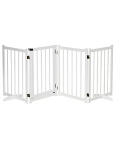 PawHut Wooden Dog Gate, Dog Fence Indoor, 80 cm Tall Freestanding Pet Gate for Small and Medium Dogs with 4 Panels, 2 Support Fe