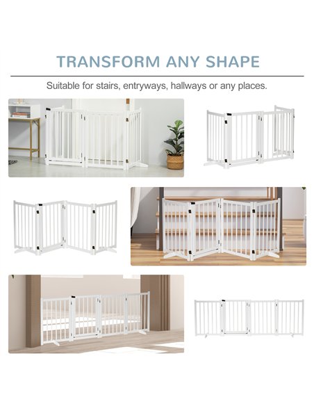 PawHut Wooden Dog Gate, Dog Fence Indoor, 80 cm Tall Freestanding Pet Gate for Small and Medium Dogs with 4 Panels, 2 Support Fe - pic 143141 | FastDaddyshop
