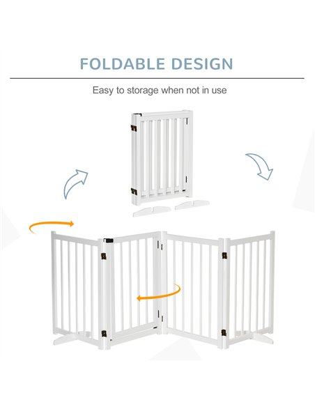 PawHut Wooden Dog Gate, Dog Fence Indoor, 80 cm Tall Freestanding Pet Gate for Small and Medium Dogs with 4 Panels, 2 Support Fe - pic 143142 | FastDaddyshop