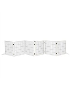 PawHut Wooden Pet Gate, Freestanding Dog Safety Barrier, w/ 2 Support Feet, White