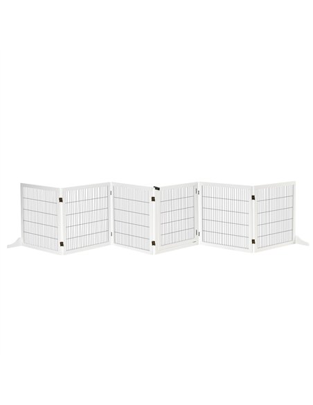 PawHut Wooden Pet Gate, Freestanding Dog Safety Barrier, w/ 2 Support Feet, White - pic 143147 | FastDaddyshop
