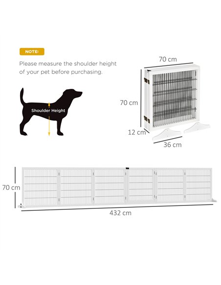 PawHut Wooden Pet Gate, Freestanding Dog Safety Barrier, w/ 2 Support Feet, White - pic 143149 | FastDaddyshop