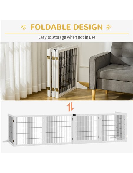 PawHut Wooden Pet Gate, Freestanding Dog Safety Barrier, w/ 2 Support Feet, White - pic 143152 | FastDaddyshop