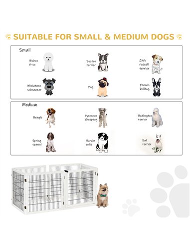 PawHut Wooden Pet Gate, Freestanding Dog Safety Barrier, w/ 2 Support Feet, White