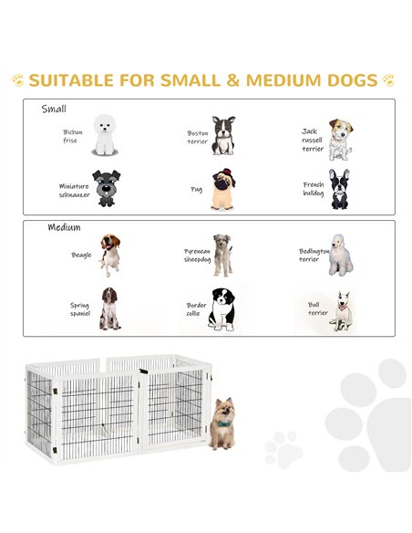 PawHut Wooden Pet Gate, Freestanding Dog Safety Barrier, w/ 2 Support Feet, White - pic 143154 | FastDaddyshop