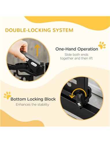 PawHut 74-80 cm Pressure Fit Safety Gate for Doorways and Staircases, Dog Gate, Pet Barrier for Hallways with Auto Close, Double