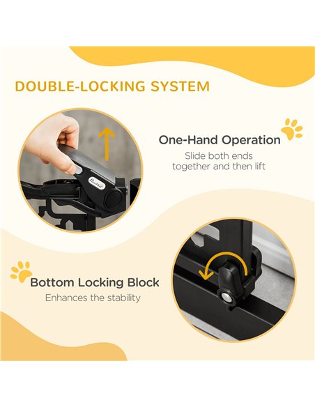 PawHut 74-80 cm Pressure Fit Safety Gate for Doorways and Staircases, Dog Gate, Pet Barrier for Hallways with Auto Close, Double - pic 143159 | FastDaddyshop