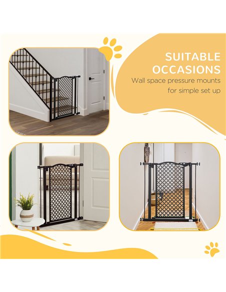 PawHut 74-80 cm Pressure Fit Safety Gate for Doorways and Staircases, Dog Gate, Pet Barrier for Hallways with Auto Close, Double - pic 143162 | FastDaddyshop