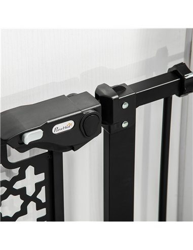 PawHut 74-80 cm Pressure Fit Safety Gate for Doorways and Staircases, Dog Gate, Pet Barrier for Hallways with Auto Close, Double