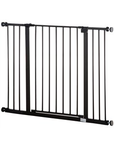 PawHut Dog Gate Pet Safety Gate Stair Barrier Pressure Fit Adjustable 76-82/86-97/101-107 cm, Black
