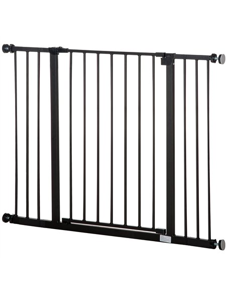 PawHut Dog Gate Pet Safety Gate Stair Barrier Pressure Fit Adjustable 76-82/86-97/101-107 cm, Black - pic 143165 | FastDaddyshop