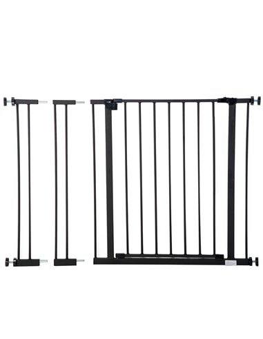 PawHut Dog Gate Pet Safety Gate Stair Barrier Pressure Fit Adjustable 76-82/86-97/101-107 cm, Black
