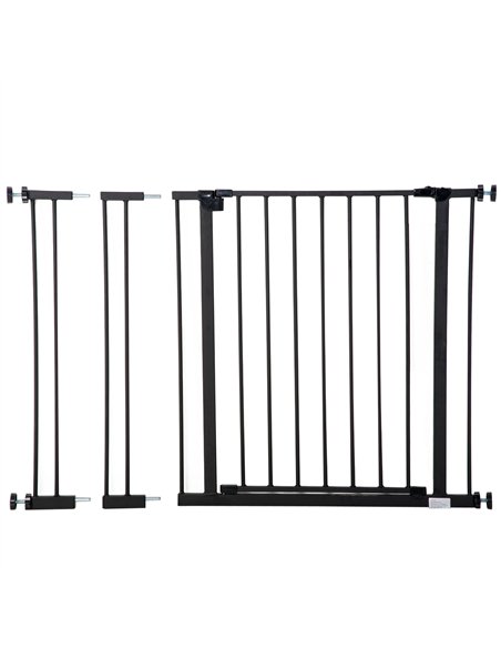 PawHut Dog Gate Pet Safety Gate Stair Barrier Pressure Fit Adjustable 76-82/86-97/101-107 cm, Black - pic 143171 | FastDaddyshop