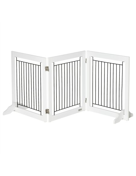 PawHut Foldable Pet Gate, with Three Panels & Two Support Feet - White - pic 143174 | FastDaddyshop