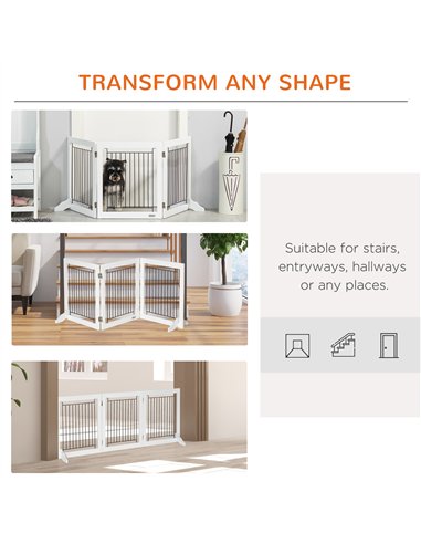 PawHut Foldable Pet Gate, with Three Panels & Two Support Feet - White