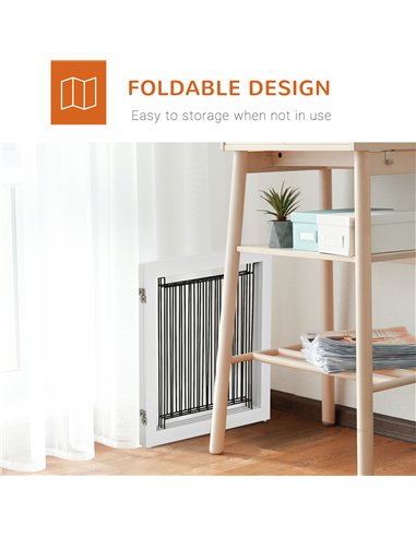 PawHut Foldable Pet Gate, with Three Panels & Two Support Feet - White