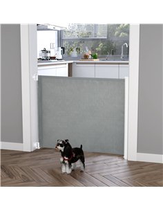 PawHut Retractable Stair Gate for Dogs, Pet Mesh Safety Gate Extends up to 115cm for Doorways Indoor- Grey 2