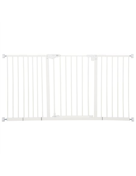 PawHut Dog Gate Stair Gate Pressure Fit Pets Barrier Auto Close for Doorway Hallway, 74-148cm Wide Adjustable, White - pic 143192 | FastDaddyshop