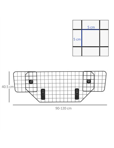 PawHut Dog Guard for Cars Adjustable Boot Barrier Metal Mesh Pet Headrest, 90-120W x 40.5H cm