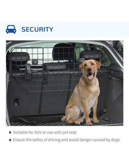 PawHut Dog Guard for Cars Adjustable Boot Barrier Metal Mesh Pet Headrest, 90-120W x 40.5H cm - pic 143205 | FastDaddyshop