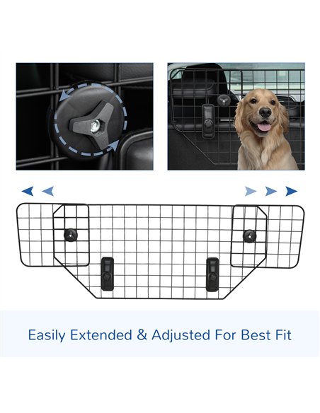 PawHut Dog Guard for Cars Adjustable Boot Barrier Metal Mesh Pet Headrest, 90-120W x 40.5H cm - pic 143206 | FastDaddyshop