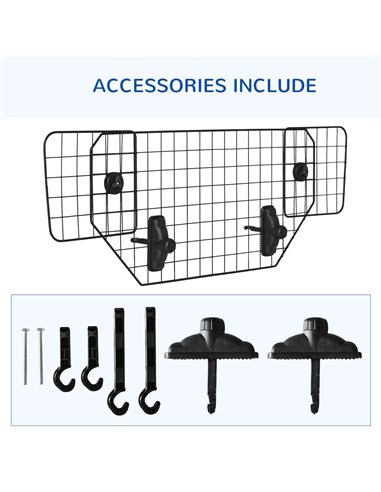 PawHut Dog Guard for Cars Adjustable Boot Barrier Metal Mesh Pet Headrest, 90-120W x 40.5H cm