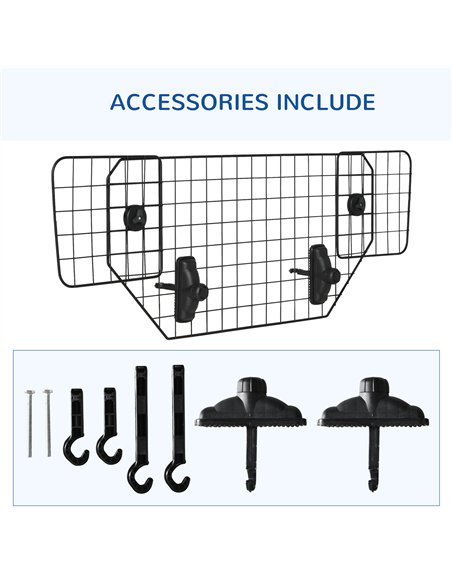 PawHut Dog Guard for Cars Adjustable Boot Barrier Metal Mesh Pet Headrest, 90-120W x 40.5H cm - pic 143208 | FastDaddyshop