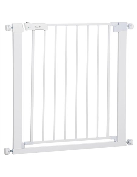 PawHut Adjustable Pet Safety Gate Dog Barrier Home Fence Room Divider Stair Guard Mounting White (76 H x 75-82W cm) - pic 143210 | FastDaddyshop