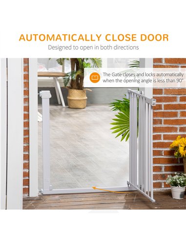 PawHut Adjustable Pet Safety Gate Dog Barrier Home Fence Room Divider Stair Guard Mounting White (76 H x 75-82W cm)