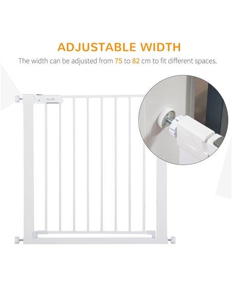 PawHut Adjustable Pet Safety Gate Dog Barrier Home Fence Room Divider Stair Guard Mounting White (76 H x 75-82W cm) - pic 143215 | FastDaddyshop