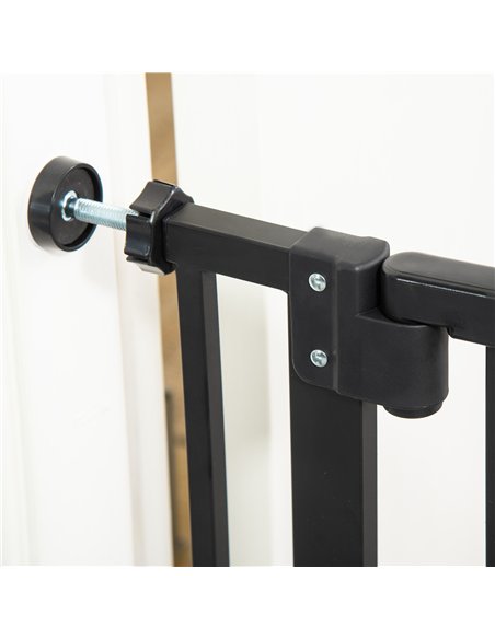 PawHut Extra Tall Pet Gate, Indoor Dog Safety Gate, with Cat Flap, Auto Close, 74-80cm Wide - Black - pic 143226 | FastDaddyshop