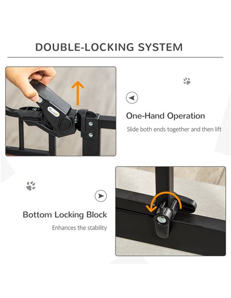 PawHut Pet Gate Safety Gate, with Cat Flap, Auto Close, for Staircases, Doorways, Hallways, 74-80cm Wide - Black - pic 143231 | FastDaddyshop