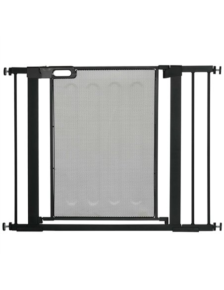 PawHut Pressure Fit Safety Gate, for Staircases, Hallways, Doorways w/ Extensions Kit, 75-103CM Adjustable Width - Black - pic 143237 | FastDaddyshop