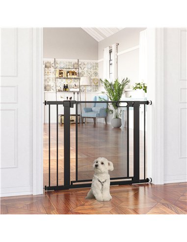 PawHut Pressure Fit Safety Gate, for Staircases, Hallways, Doorways w/ Extensions Kit, 75-103CM Adjustable Width - Black
