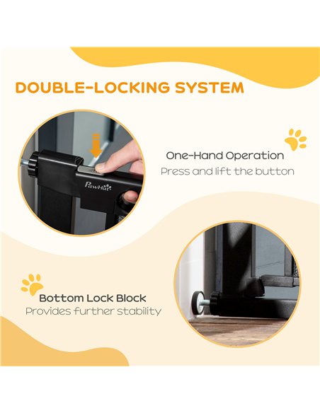 PawHut Pressure Fit Safety Gate, for Staircases, Hallways, Doorways w/ Extensions Kit, 75-103CM Adjustable Width - Black - pic 143240 | FastDaddyshop