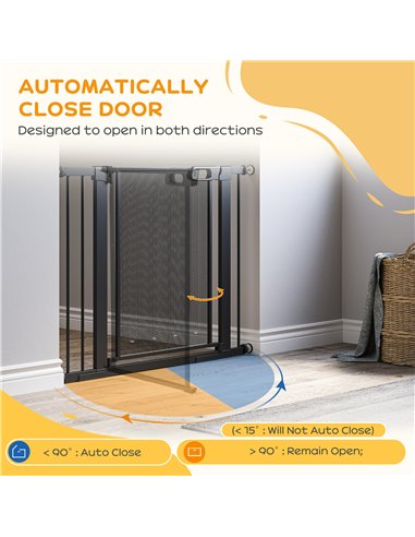 PawHut Pressure Fit Safety Gate, for Staircases, Hallways, Doorways w/ Extensions Kit, 75-103CM Adjustable Width - Black